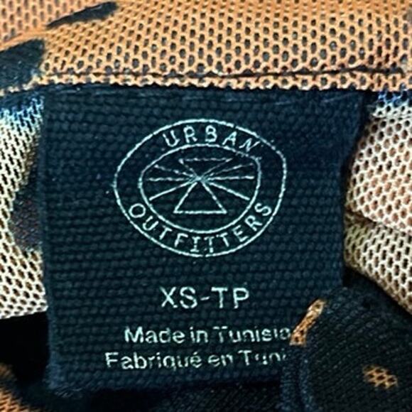 Urban Outfitters Orange Black Poster Print Mesh Button Crop Shirt Blouse Top XS - Picture 4 of 5